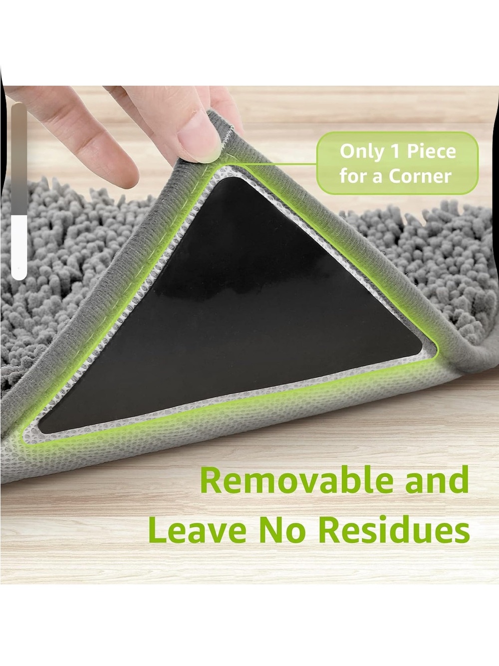 4 Rug Gripper Pads Removable Non-Slip Triangle